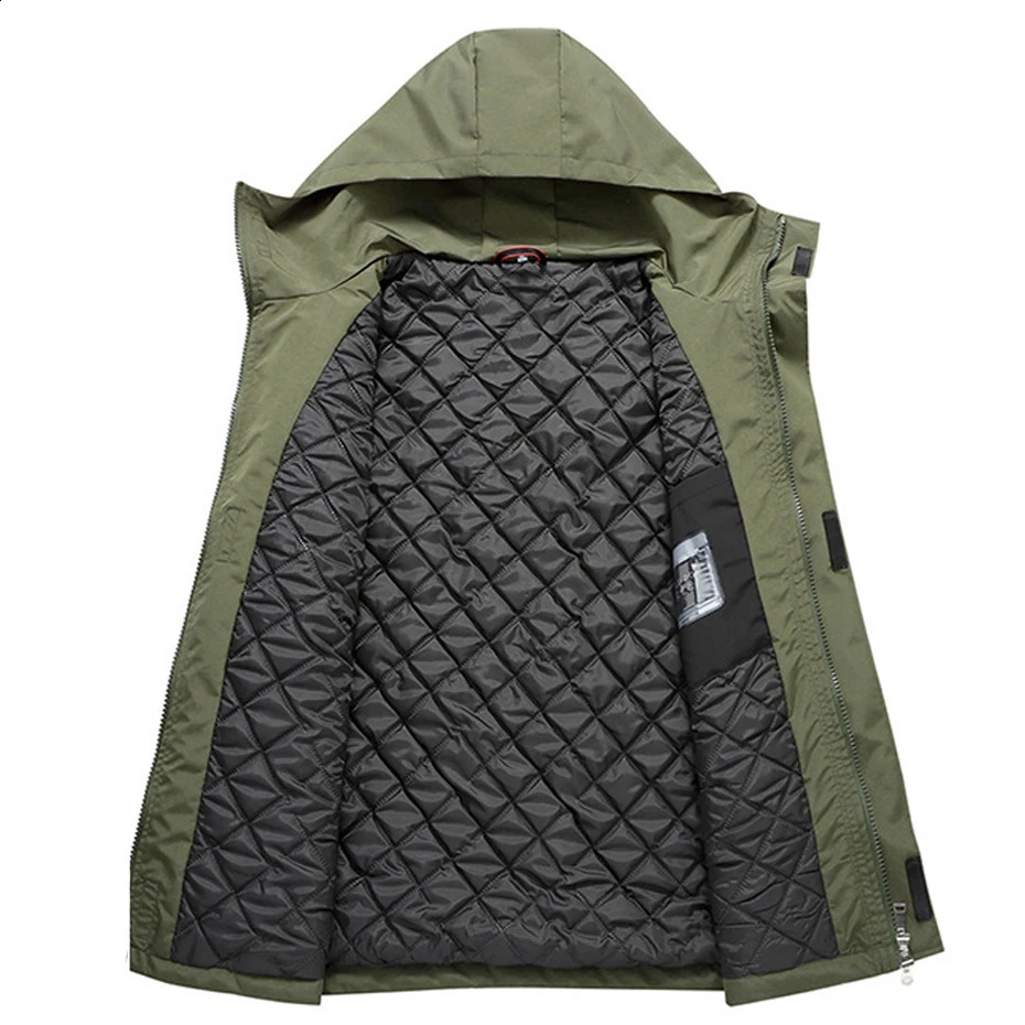 Black waterproof Parkas mens winter warm thick windproof jacket Plus size 10XL 12XL camping large 240822