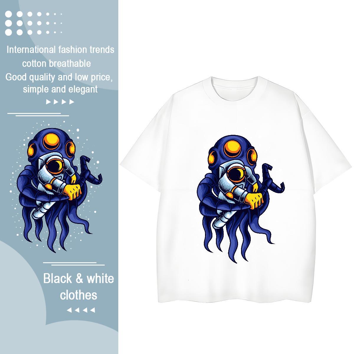 High quality Woman Tshirt 230g Cotton cosmonaut Hip Hop Woman T Shirts Crew Neck Breathable Custom Printing Tees