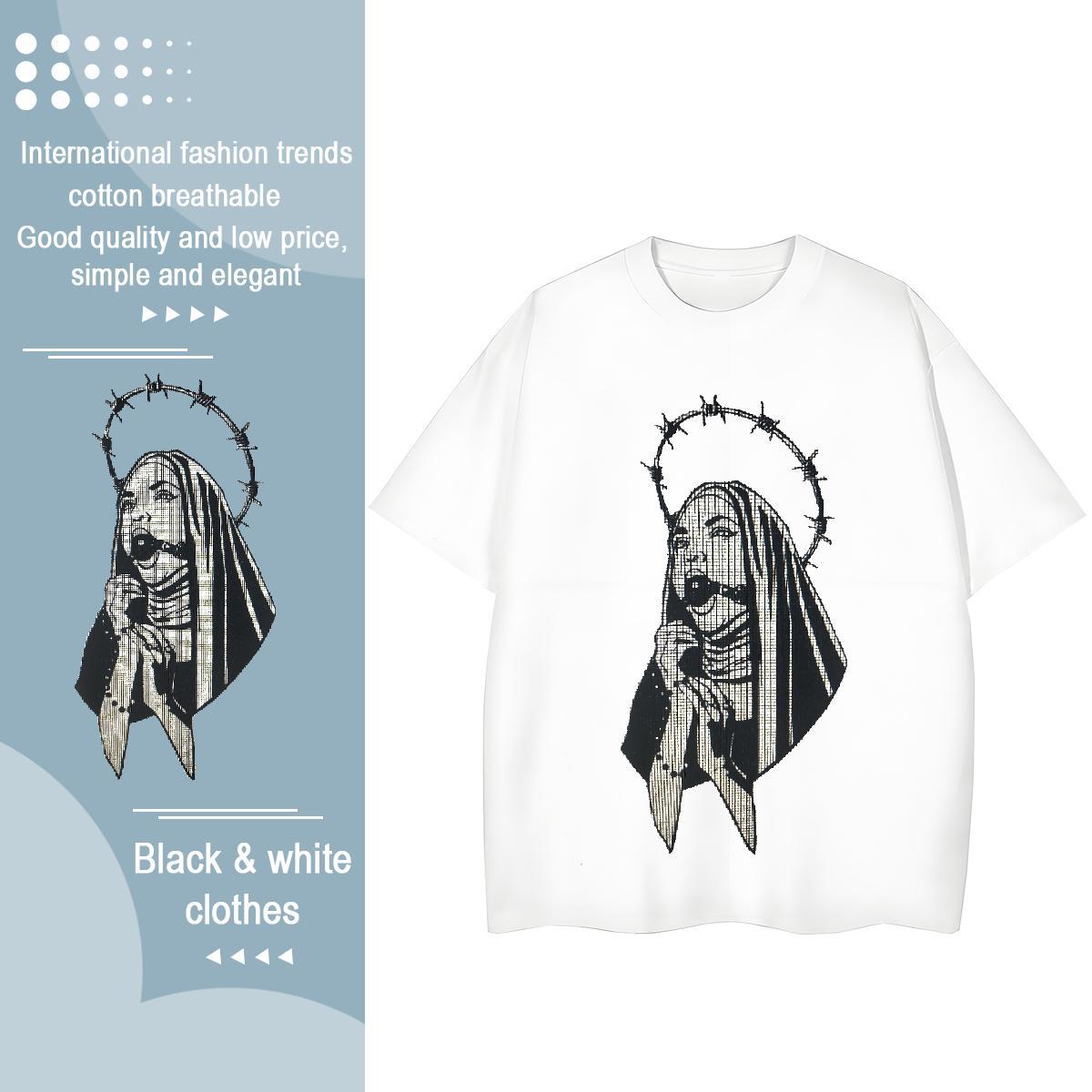 High quality Women Tees 230g 100% Cotton nun Casual Daily Wear T Shirts Women Crew Neck Anime Oversized Tees Shirts
