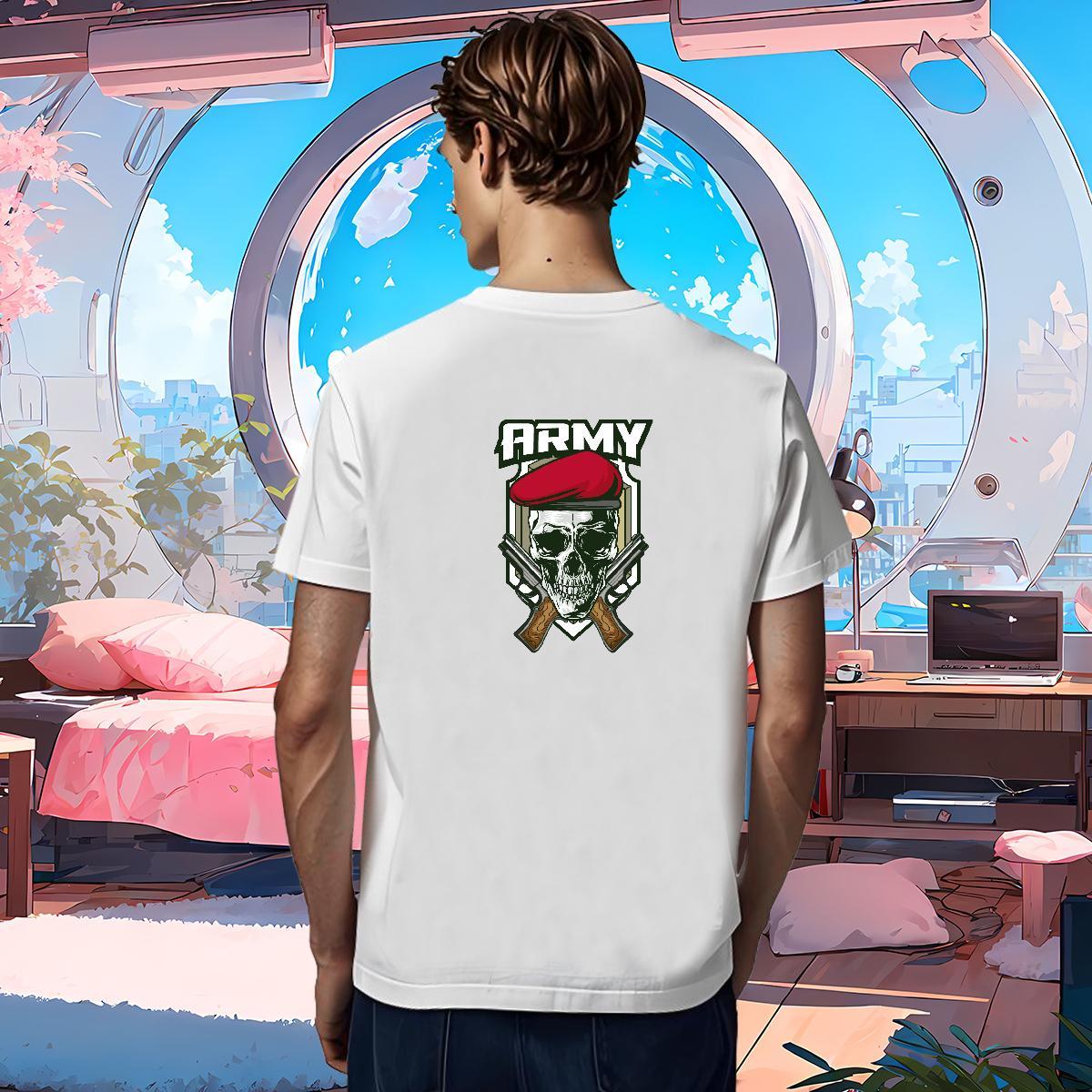 Comfortable T Shirts Men 100% Cotton 230g skull Street Anime Print O Neck Short Sleeves Men Clothes T-Shirt 2024 New Tops Shirt