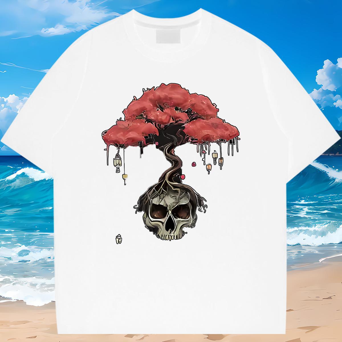Designer T Shirt For Man 230g 100% Cotton skull Casual Daily Wear Cartoon Printing L-4XL Breathable Crew Neck Men Tshirts Custom Tees Shirts