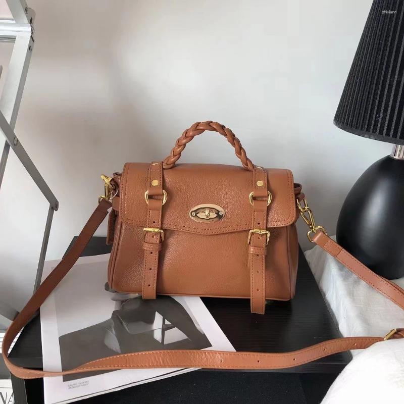 Evening Bags Genuine Leather Brand Women Tote Handbag Vintage Fashion Exquisite Design Shoulder Bag Commute Outdoor Ladies Crossbody