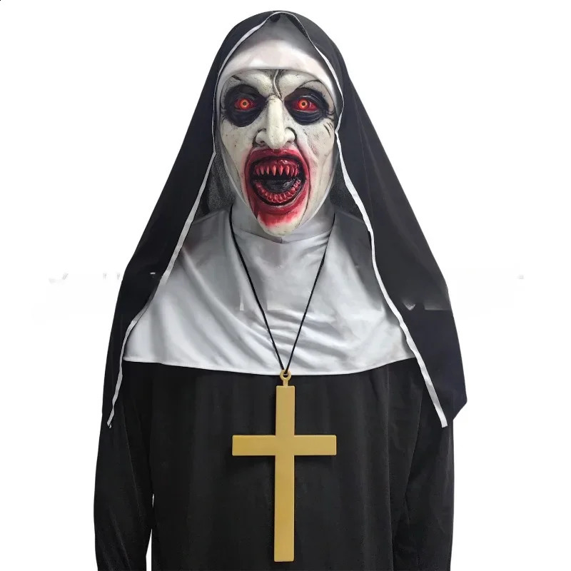 Magic Nun 2 Mask Halloween Makeup Ghost Face Terror Latex COSPLAY Womens Wear w240824