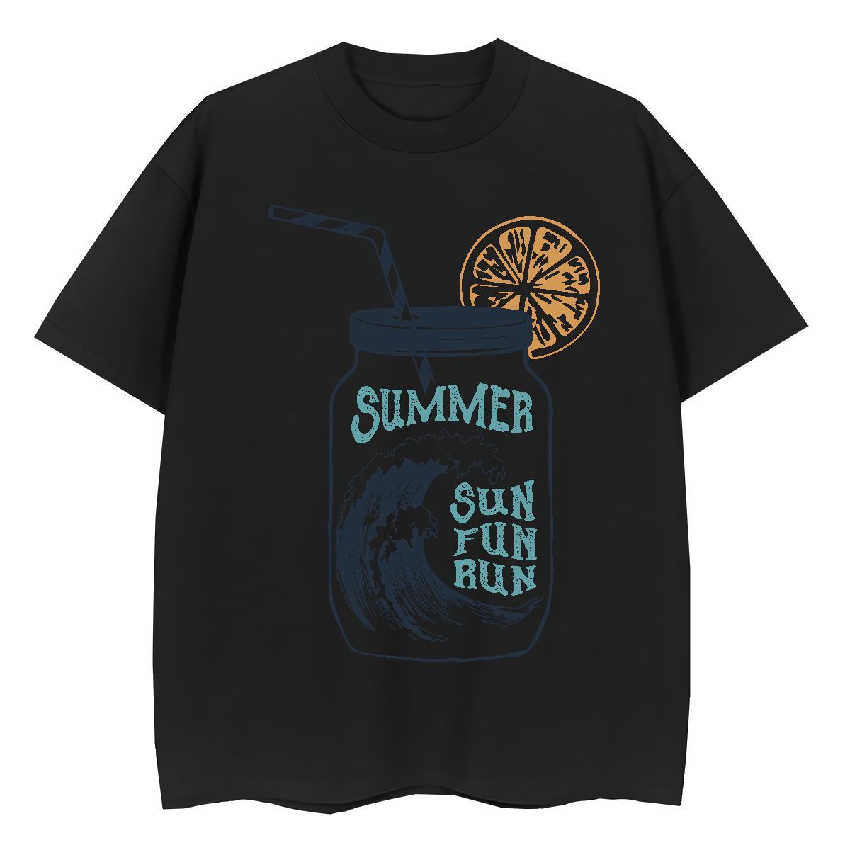 Designer Nice Womens Tshirts 100% Cotton 230g sea wave Casual Sport T-Shirts for Women O-Neck Short Sleeve Black Oversized Clothings