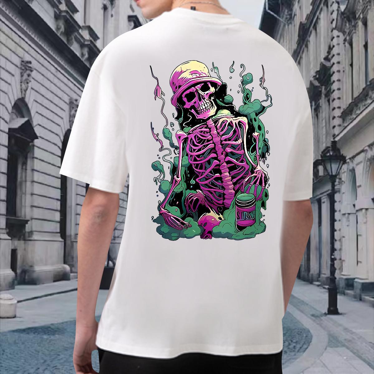 Free Shipping T-Shirts 230g 100% Cotton skull Daily Wear DIY Anime Breathable Crew Neck Tshirts 2024 Summer Tops Tees