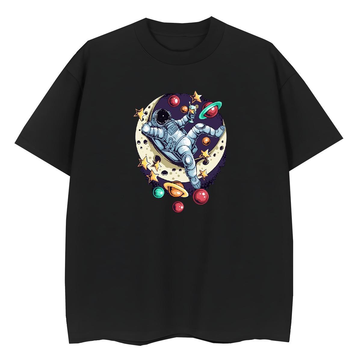 Loose fit Women Tshirts 230g Cotton universe Outdoor T shirt O-Neck Short Sleeve Plus Size Custom Top Tees