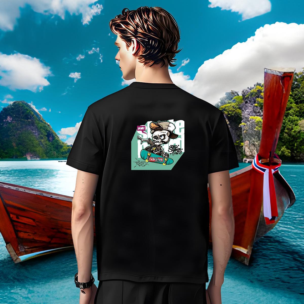 Cool Men T Shirts 230g Pure Cotton skull Street Wear Asian Size O-Neck Short Sleeve Couples T Shirts New Arrival Tees Shirts