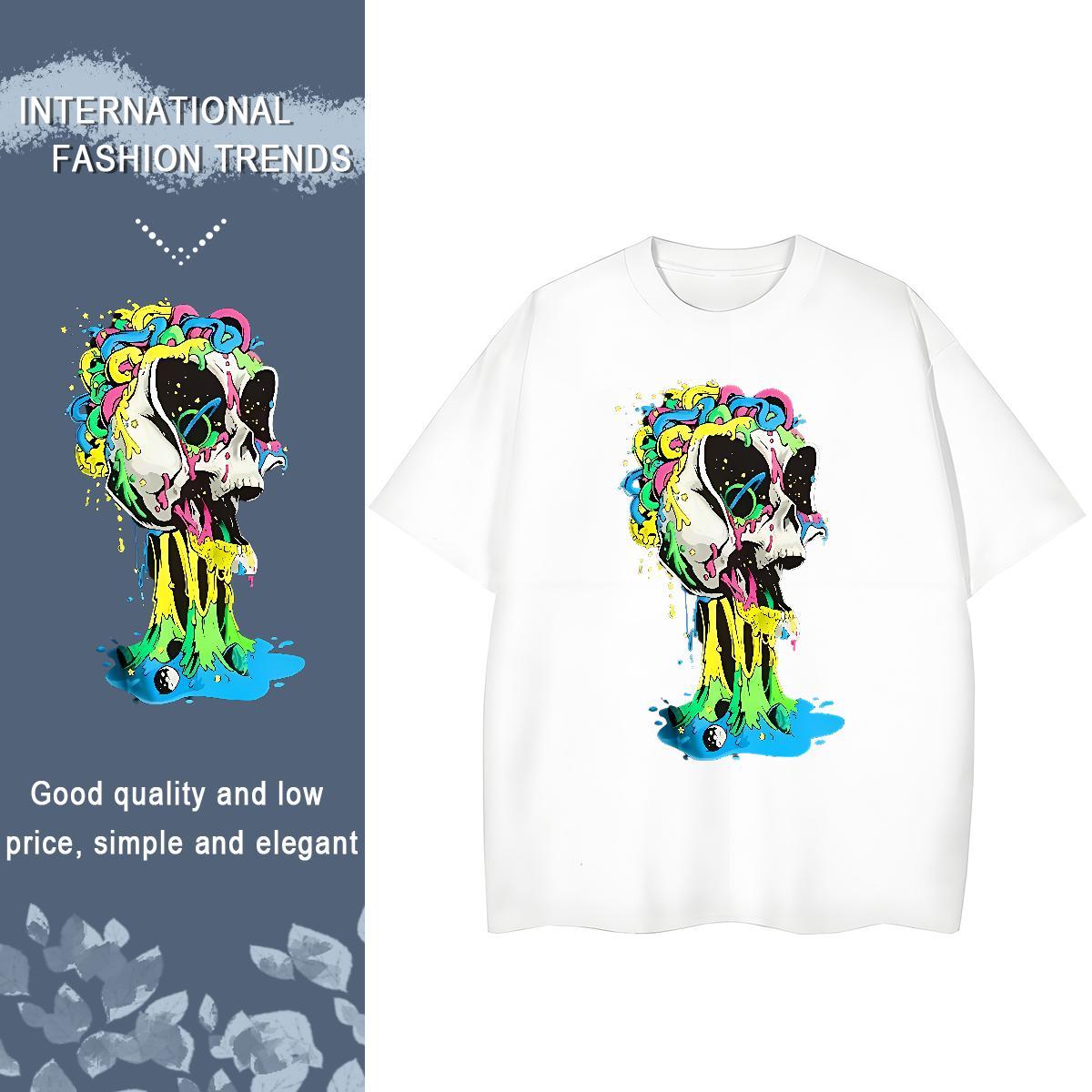 Brand T shirt 230g Pure Cotton skull Spring Summer Plus Size Custom O Neck Short Sleeves Tshirts 2024 Summer Polos