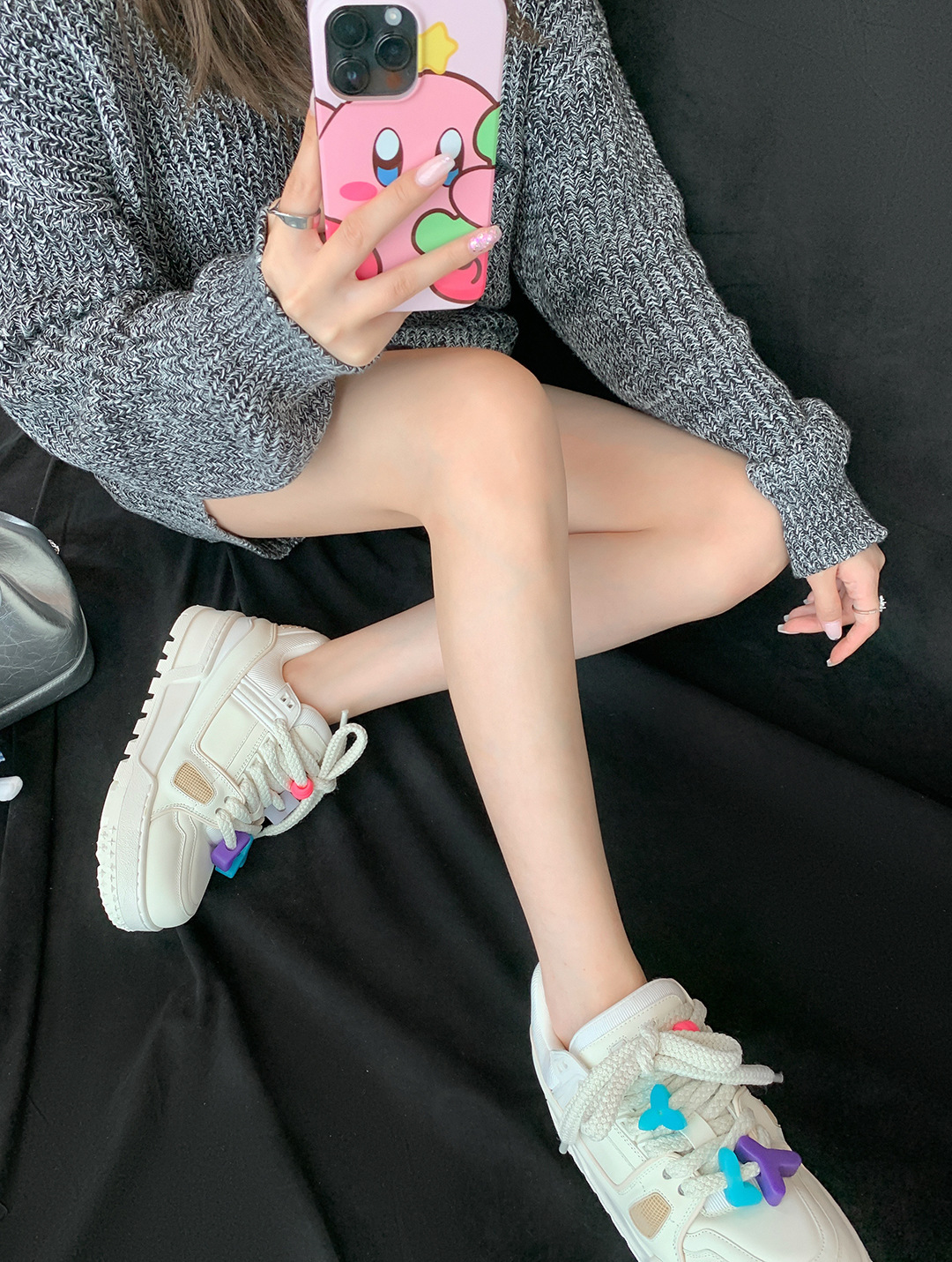 Ddmysports Cowhide Version Su Yinyin S Same Style White Women Thick Soled Height Increasing Chubby Bread Shoes Casual Versatile Board OUTDOOR