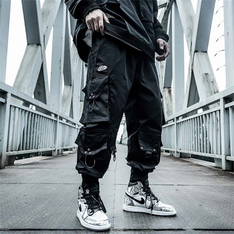 HOUZHOU Black Cargo Pants Men Joggers Hip Hop Techwear Pants Hippie Cargo Trousers for Men Streetwear Plus Size Pockets Oversize 240822