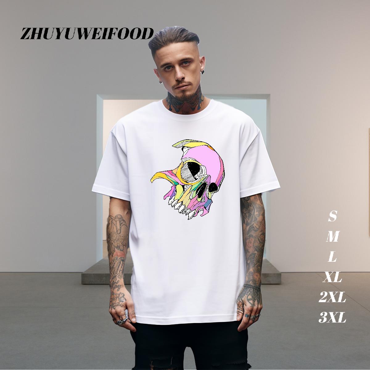 Unisex T-Shirts for Men 230g 100% Cotton skull Sport DIY Printed Breathable Crew Neck Men Clothes T-Shirt 2024 Designer Tops Tees