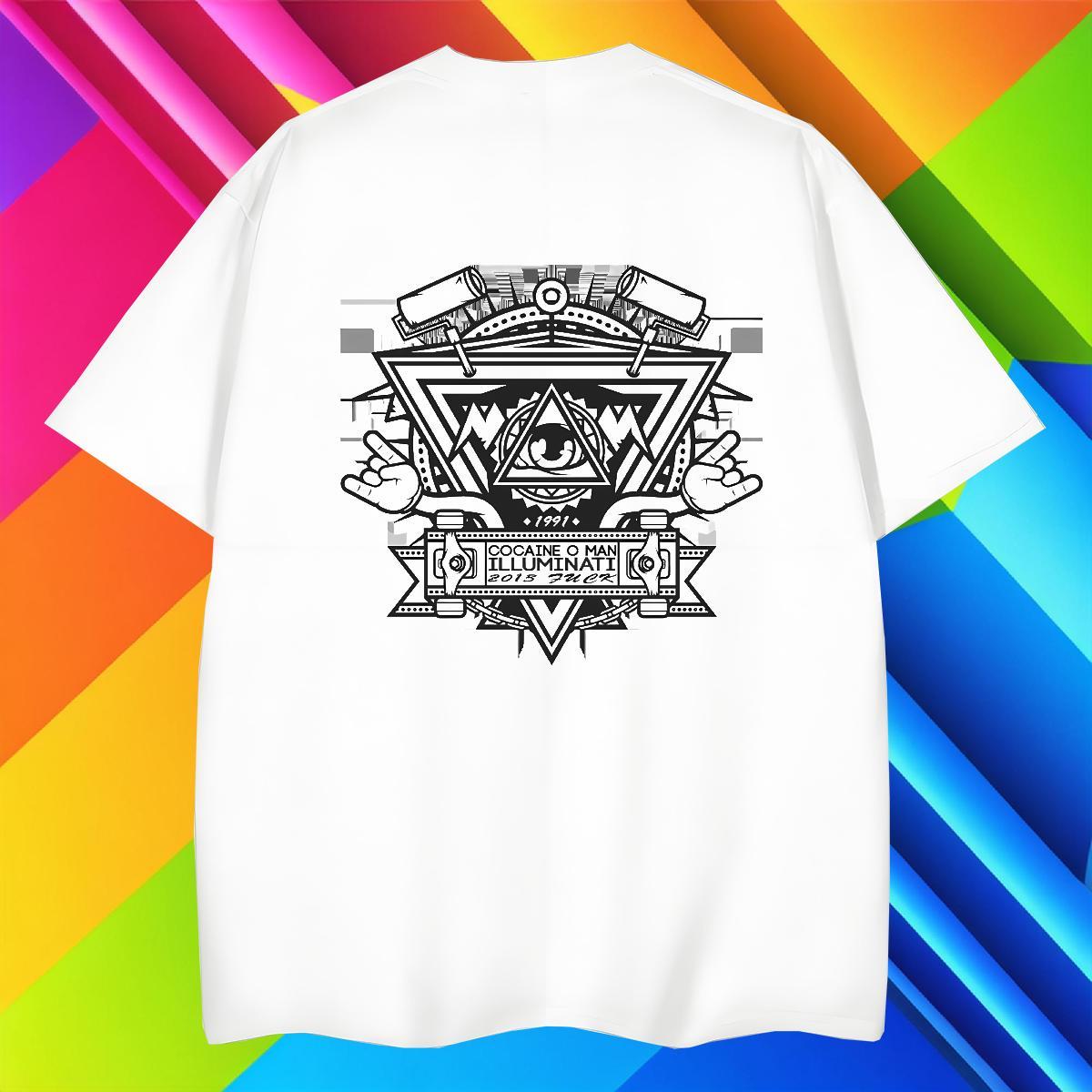 Classic T Shirt For Man 100% Cotton 230g eye of the devil Daily Outfit Floral Print Breathable Soft Tshirts Fashion New Clothings