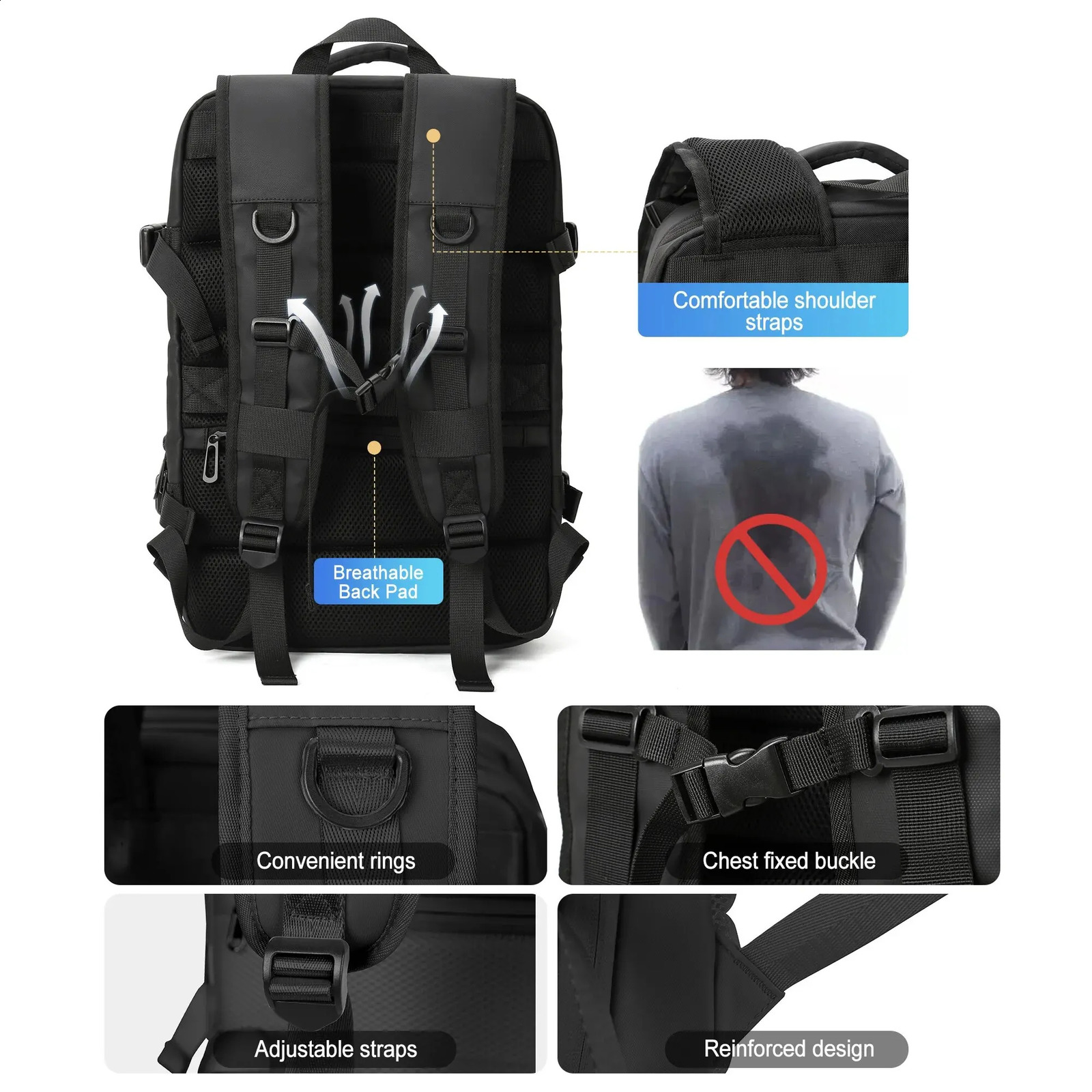 Likros Mens Backpack Business Travel Backpack Portable Waterproof Expandable Backpack Large Capacity Weekend Traveler Laptop Bag 241019CJ