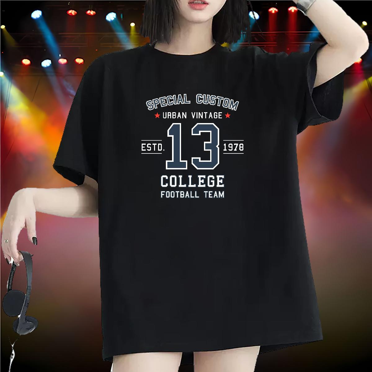 Unisex Women Tees 230g Pure Cotton letter Outdoor T Shirts Women Short Sleeve O-Neck Anime Tops