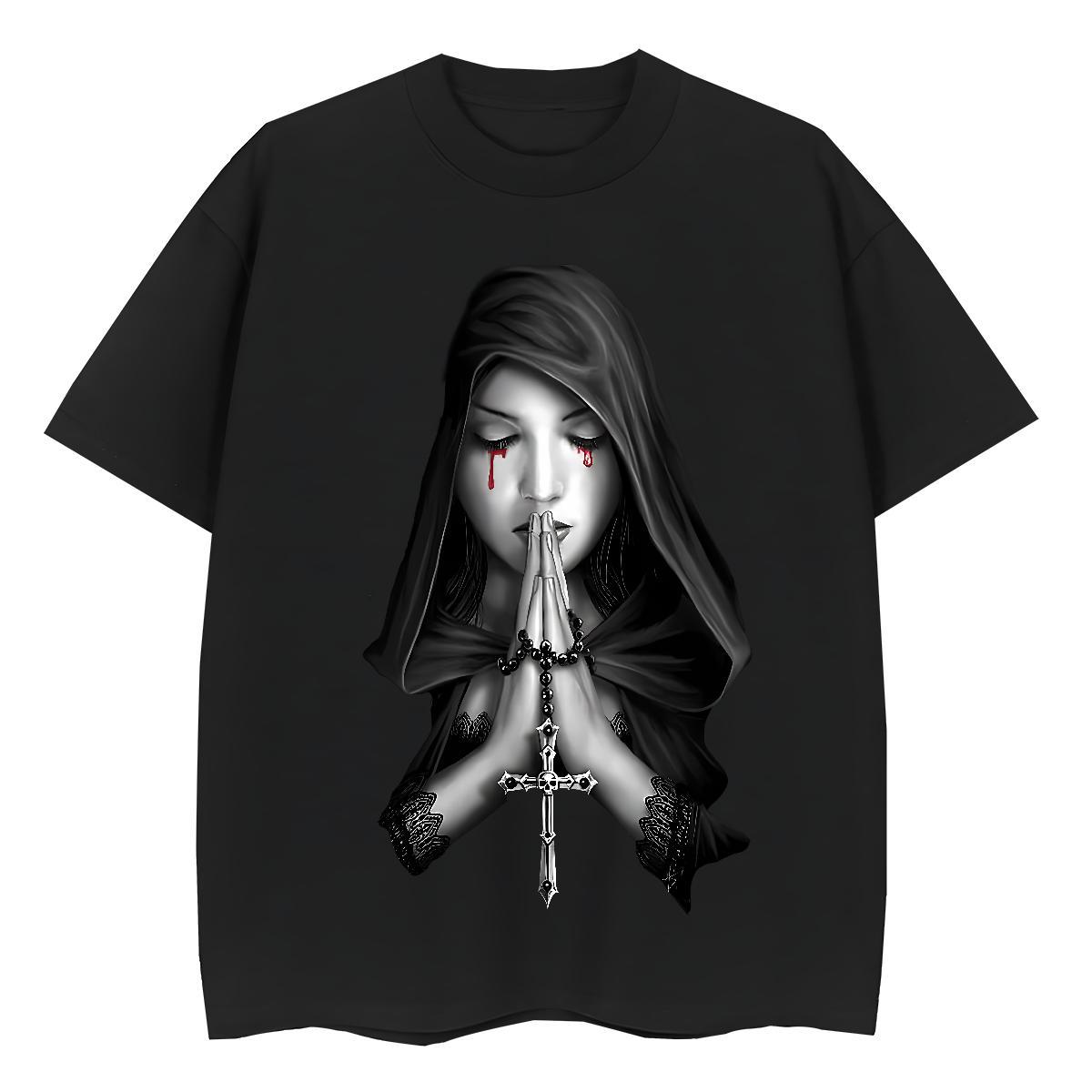 Popular Women Tshirts 100% Cotton 230g nun Sports Casual T-Shirts Round Neck Short Sleeve Custom Cartoon Clothings