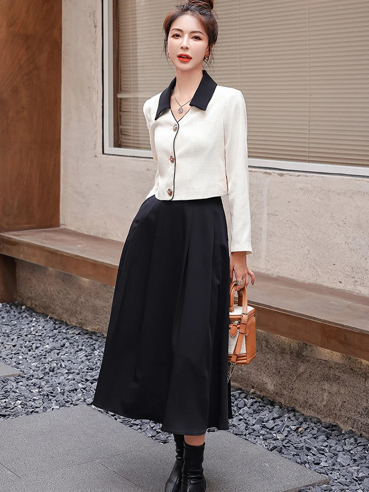 Temperament Slim Fit Jacket Blazer A-line Skirt Two Piece Elegant Womens Dress Set Summer Business Set Outfits 240823