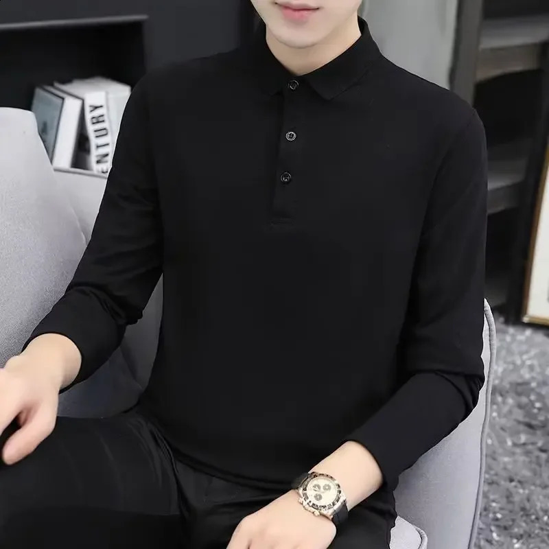 Wholesale long sleeved polo shirts for men autumn felt cotton foreign trade inventory clothing mens simple lapel tops 240823