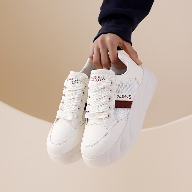 Ddmysports Mesh Breathable Board For Women In The Spring Of Lightweight And Thick Soled Versatile Casual Color Blocked White Shoes OUTDOOR