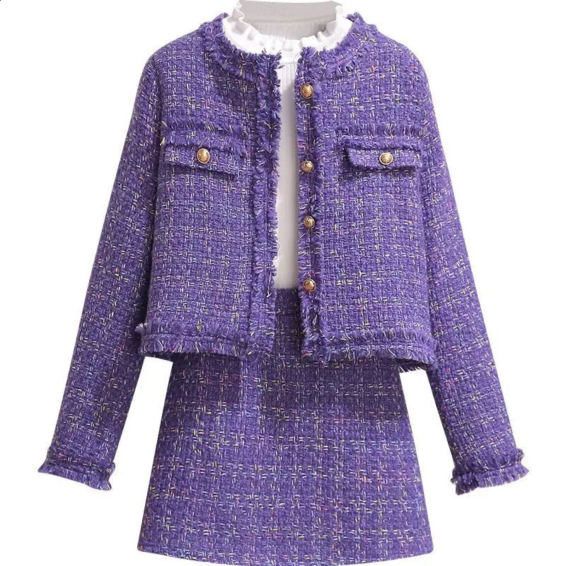 UNXX Purple Fragrant Style Womens Suit Jacket Skirt Set Spring and Autumn Elegant Top A-line Two-piece 240823