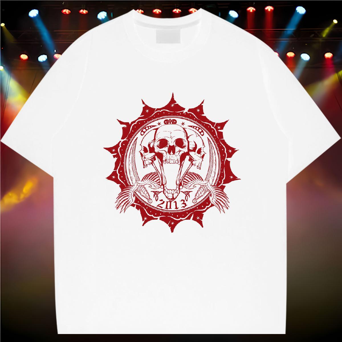 Loose T Shirts Men 230g Pure Cotton skull High Street Hip Hop Custom Printing Crew Neck Tshirts Stylist Tees