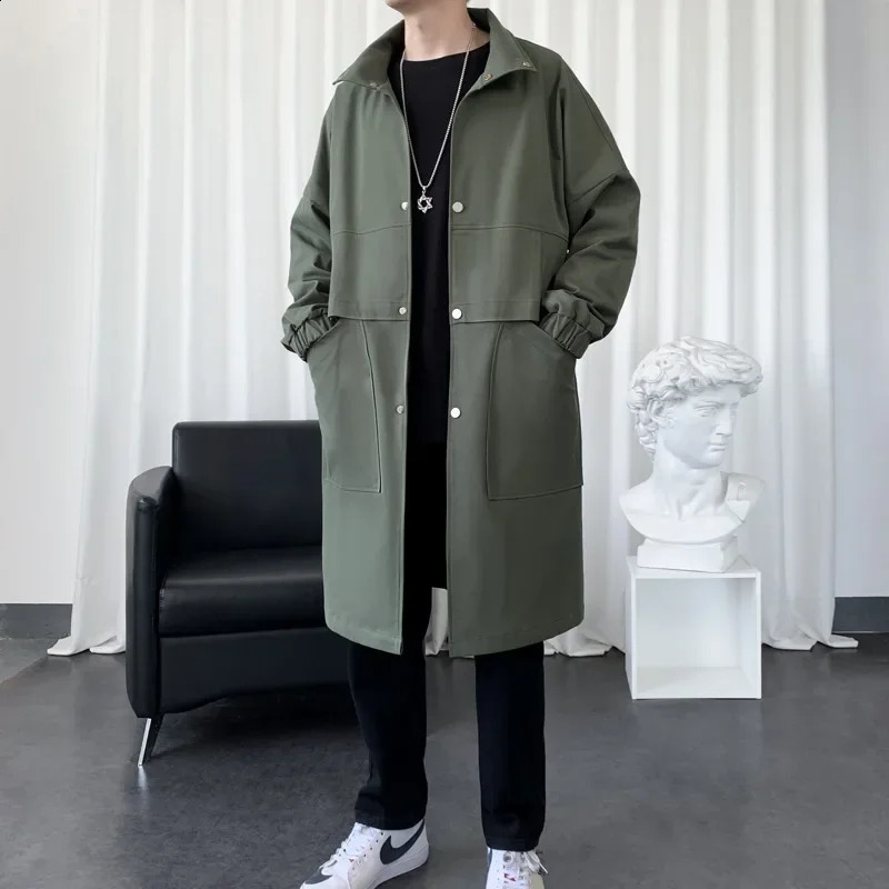 Autumn and Winter Windbreaker Mens Coat Medium Long Assault Jacket Windproof and Warm Hooded Oversized Trench Coat Men 240822