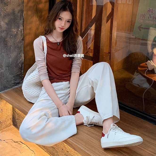 Ddmysports Cowhide Version Su Yinyin S Same Super Soft Sticky Old Lazy Thick Soled Sports And Leisure Moral Training For Women White Shoes OUTDOOR