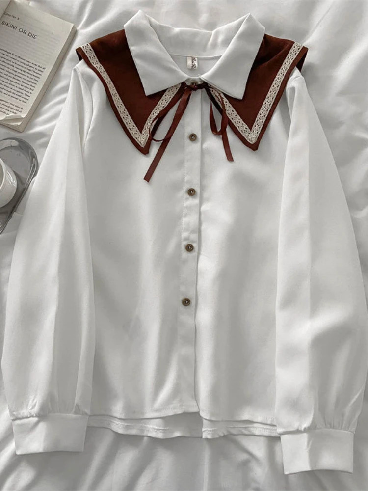 Xgoth Preppy Skirt Suit Elegant Wear Women Spring Hong Kong Style Retro Shirt Vinatge Brown A-line Skirt Two-piece/single 240823
