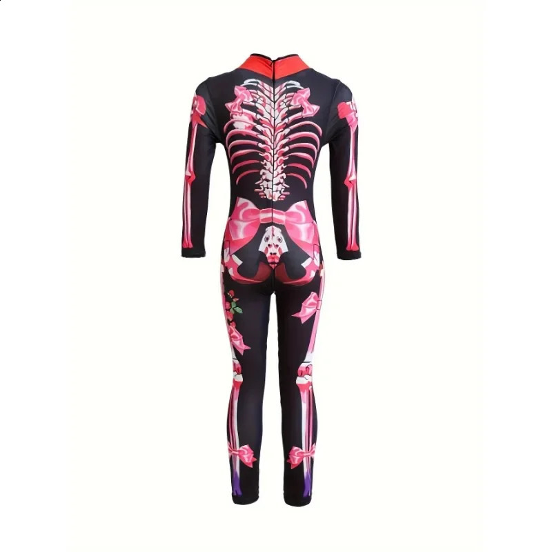 Girl Halloween haunted house themed party long sleeved Allover womens cartoon skeleton with heart and skull graphic printing rack 240823