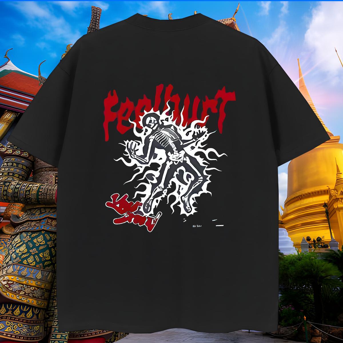 Loose Fit T Shirts Men 100% Cotton 230g skull Casual Beach Custom Cartoon Breathable Crew Neck Couples T Shirts Designer Fashion Tees Shirts