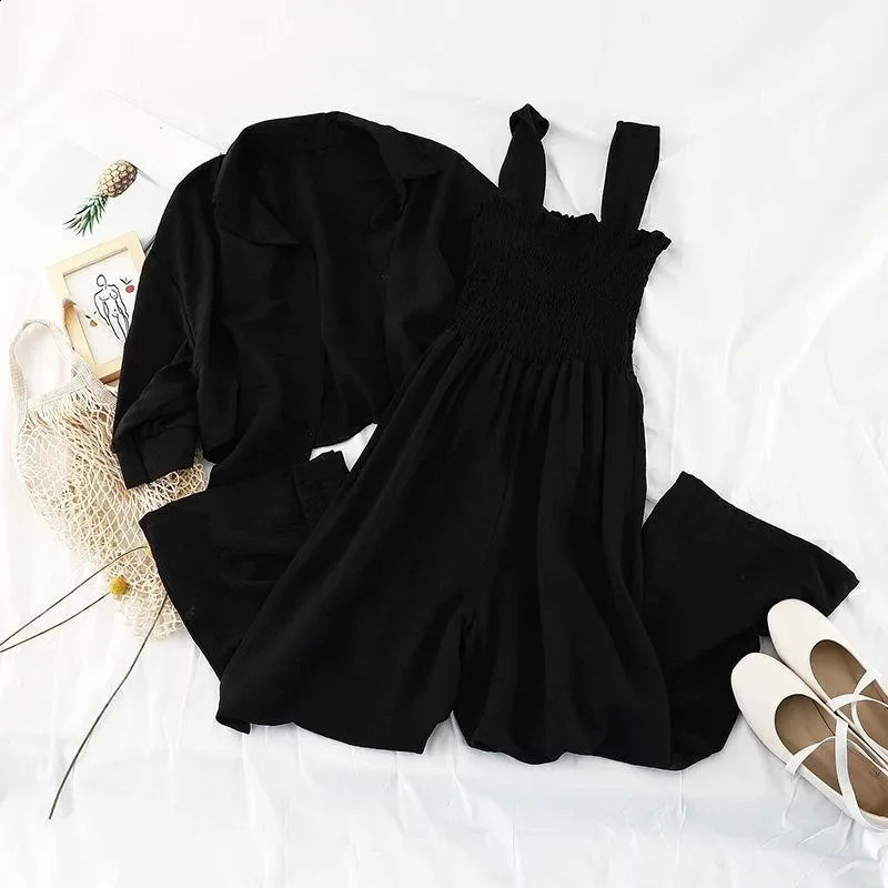 Spring Women Set Korean Style Fashion Loose Oversize Two Piece UPF Clothes with Jumpsuit Casual Female Sets 240823
