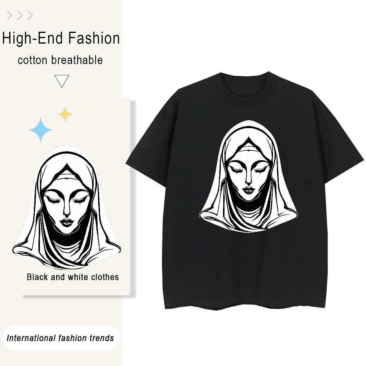 Lady Couples T Shirts 230g Pure Cotton nun Casual T-Shirts Breathable Custom Cartoon Polos