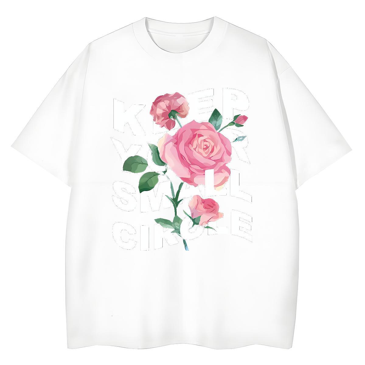 Loose Woman Tshirt 230g Pure Cotton letter Street T Shirt For Woman Breathable Short Sleeve White Plus Size Tops Tees