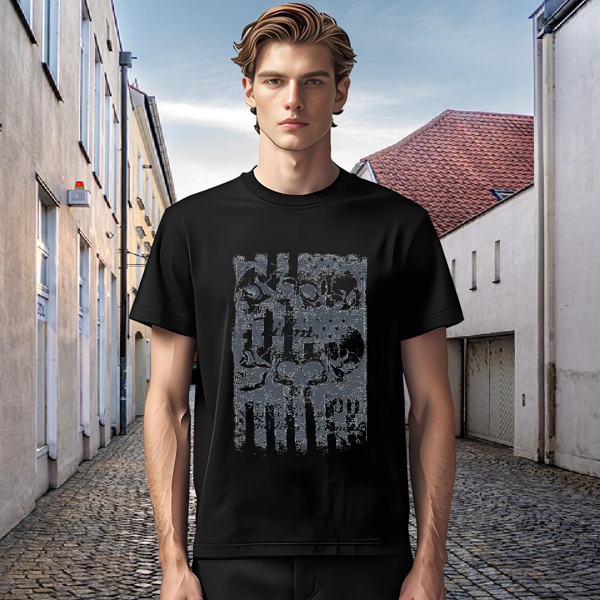 Free Shipping Men T Shirts 230g Cotton skull Sport Customized Print O-Neck Short Sleeve Men Tshirts Designer Tops