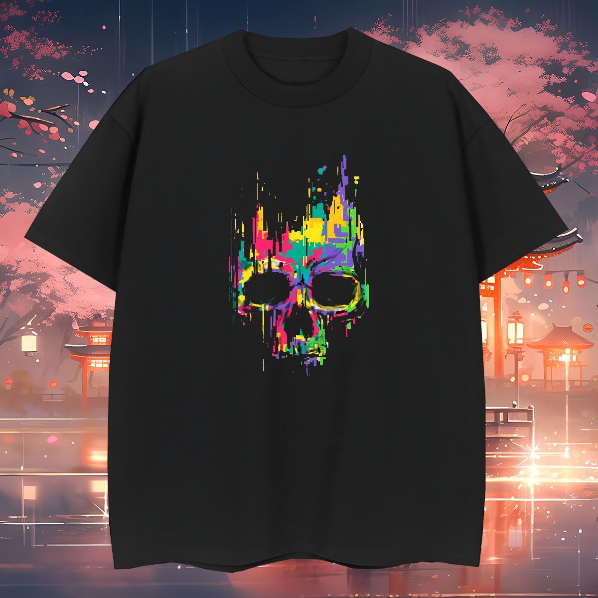 Wholesale T Shirt For Man 230g Pure Cotton skull Summer Casual Asian Size Breathable Crew Neck Men Clothes T-Shirt 2024 Designer Tee Shirt