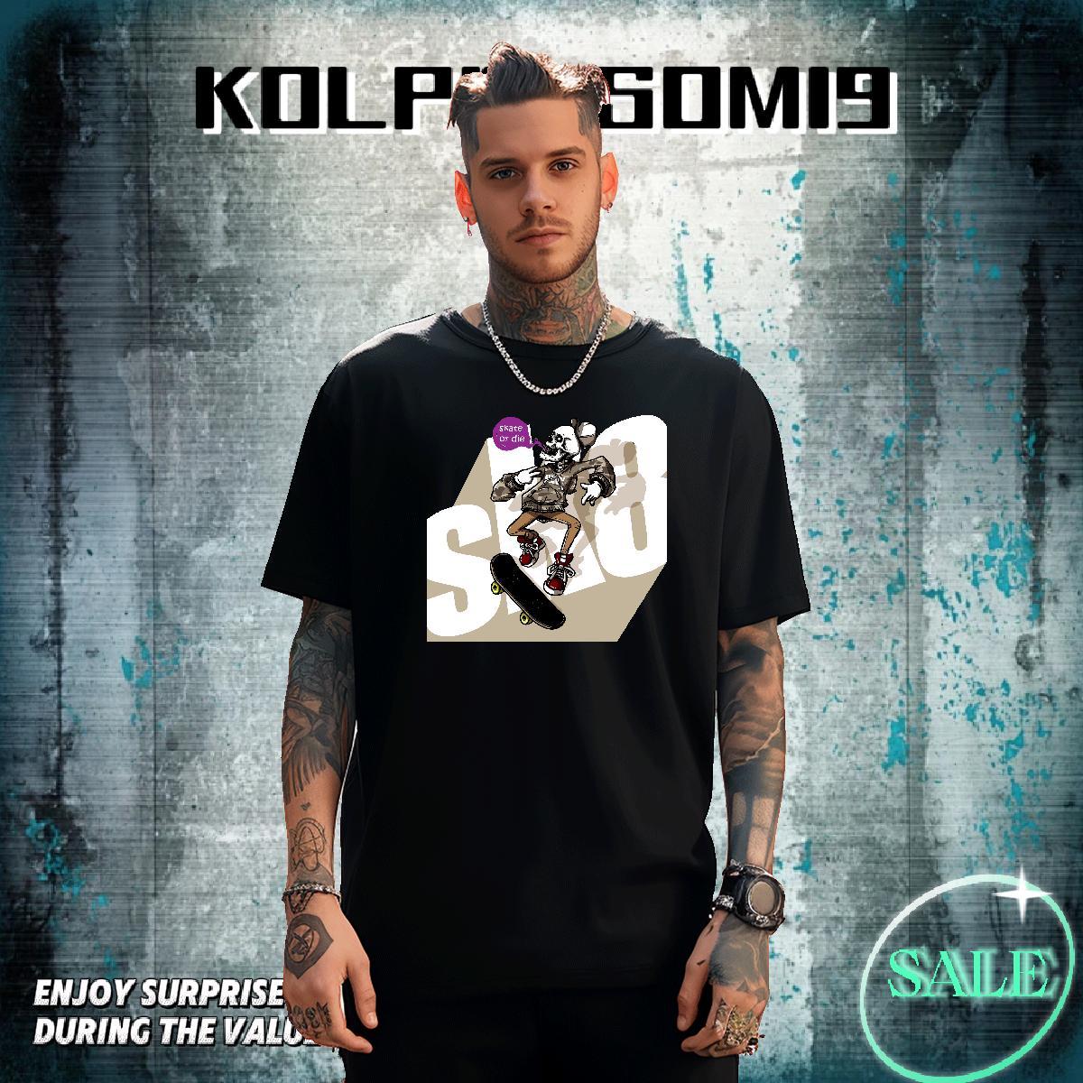 Free Shipping T Shirts Men 230g Pure Cotton skateboarding Beach Anime Print Round Neck Short Sleeve Couples T Shirts 2024 DIY Tops Shirt