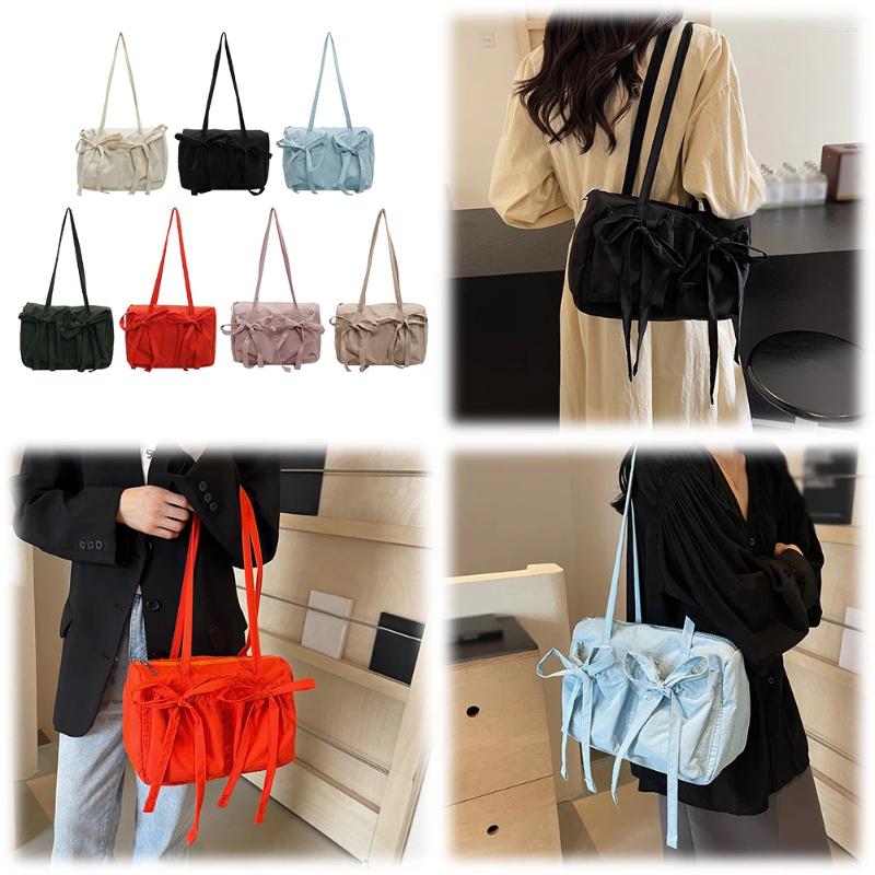 2025 NEW Totes Women Plain Drawstring With Bow Canvas Cute Shoulder Zipper Large Handbag Solid Underarm zhanyishengli