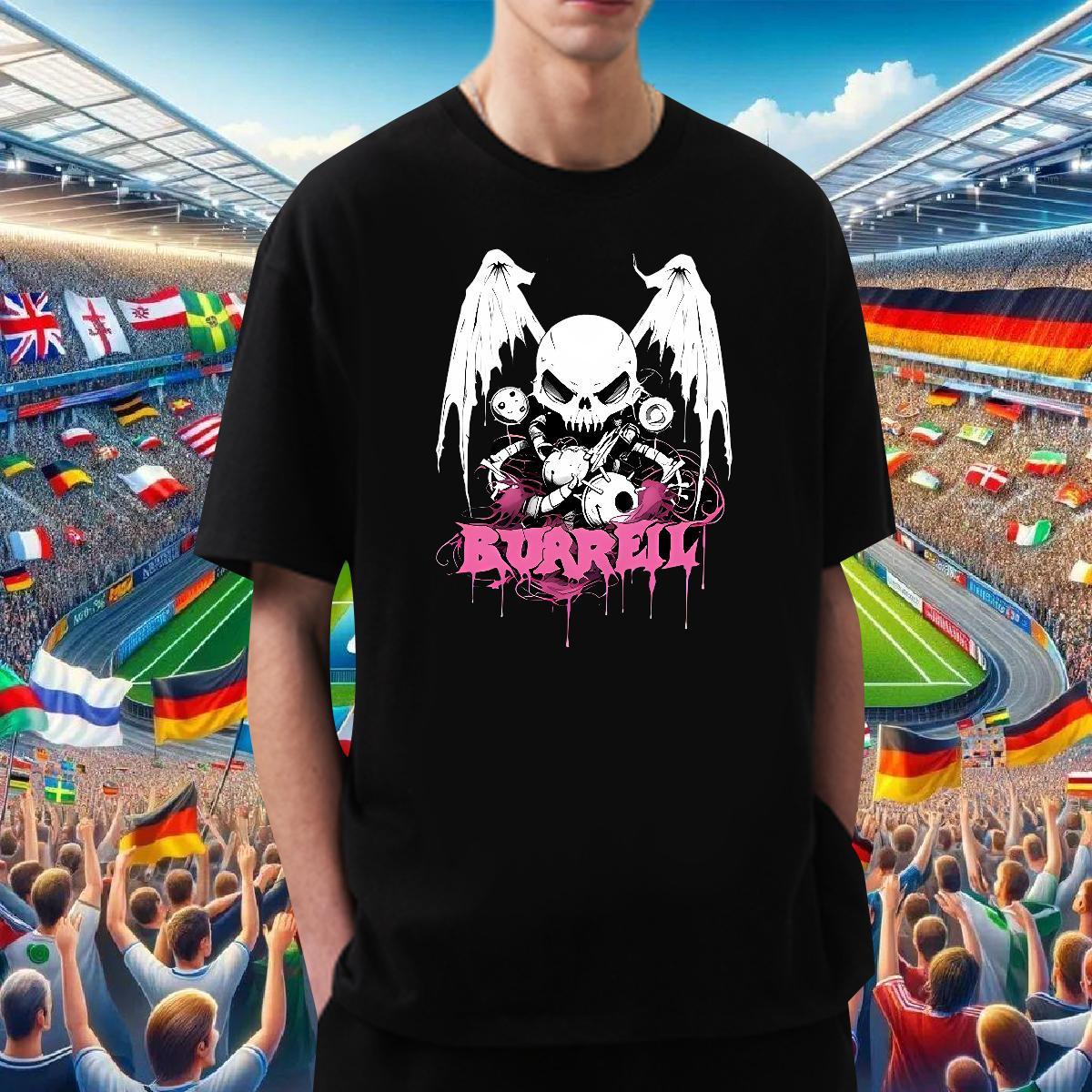 Loose Fit T-Shirts for Men 230g Cotton skull Street Custom Big Size Short Sleeve O-Neck Couples T Shirts Casual New Clothes