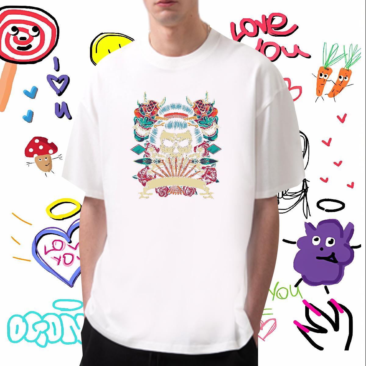 Comfortable T-Shirts 230g Cotton skull Summer Casual Customized Breathable Short Sleeve Men Tshirts 2024 New Tops Tees