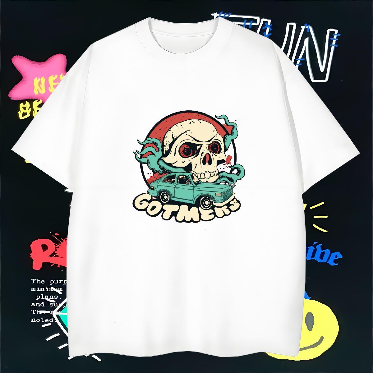 Classic T Shirt For Man 230g Cotton skull Daily Outfit Customized Print Pure Cotton Tshirt for Man Woman Designer Fashion Tshirts