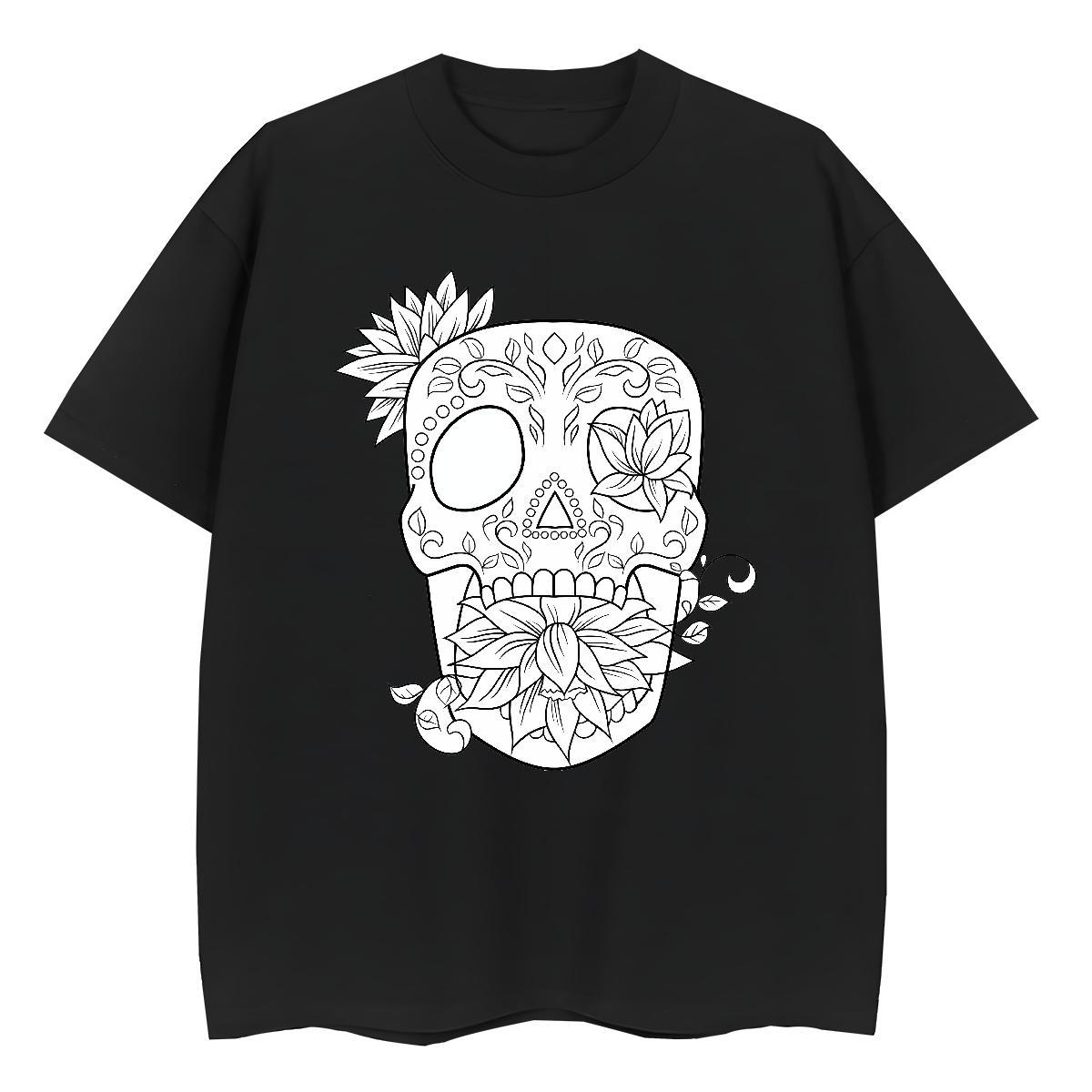 Cool T shirt 230g Cotton skull Street wear Hip Hop Customized Breathable Couples T Shirts Fashion Design Clothes