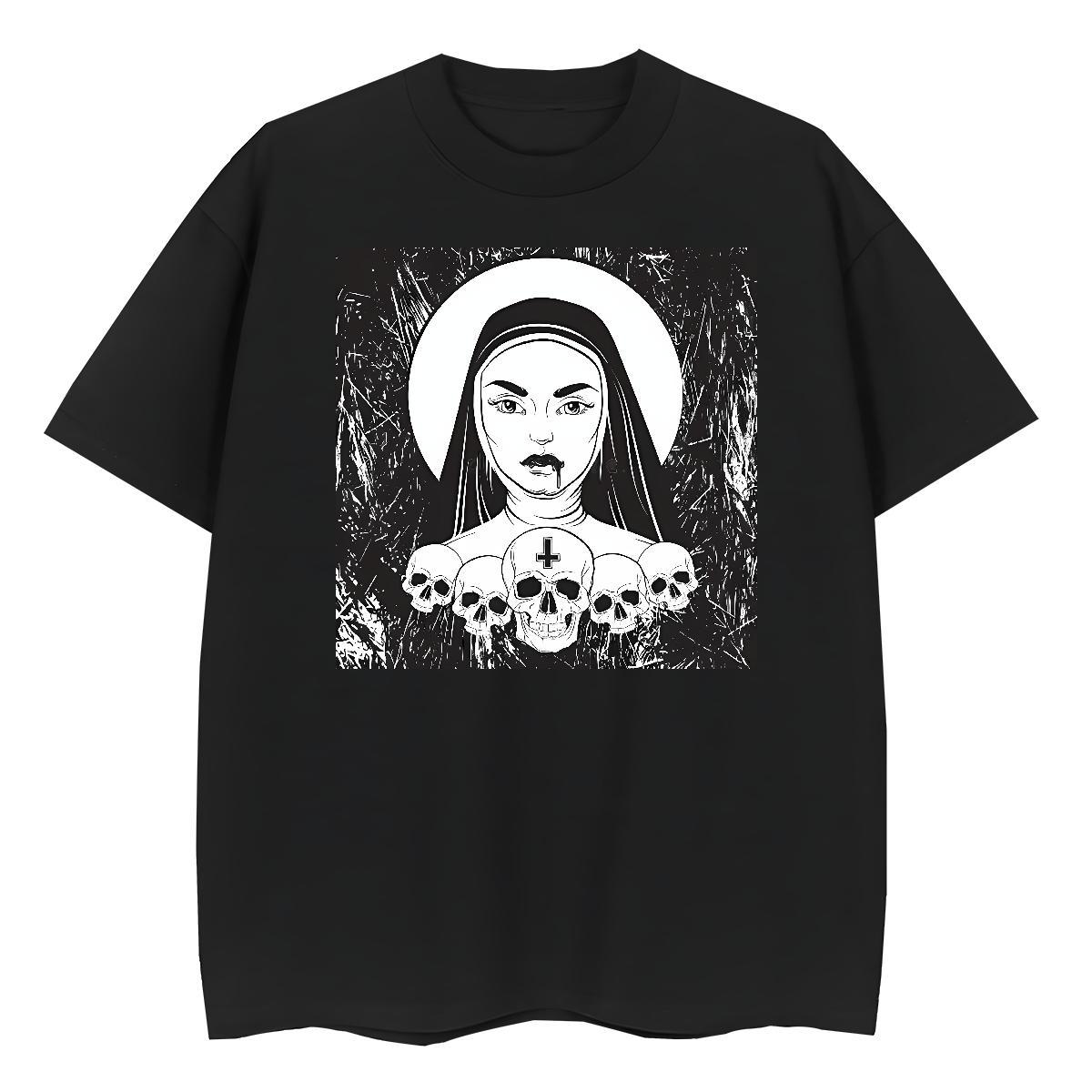 Wholesale Lady T shirt 230g Pure Cotton nun Home Outdoor T Shirts Women Breathable Crew Neck Black White Tshirts