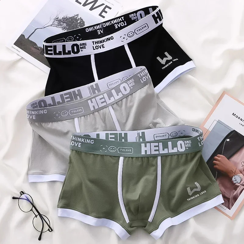 4 pieces of mens underwear elastic boxing breathable backbone comfortable solid shorts 240822