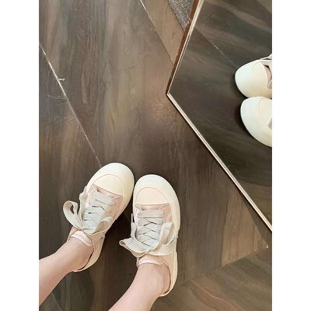 Ddmysports Sheepskin Edition Grape Mom Same Style Satin Casual Coarse Lace Breathable Thick Bottom Increased Eight White Shoes For Women OUTDOOR