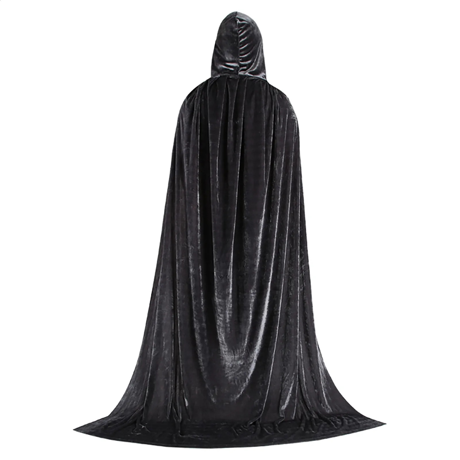 Hooded Cloak Robe unisex solid color velvet Halloween witch adult Cape Witch cosplay makeup punk 240823