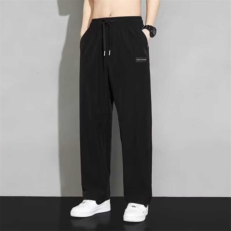 Straight Wide Leg Jogger Pants For Mens Summer Thin And Quick Drying Loose And Hanging Sports And Casual Mens Fashion 240822