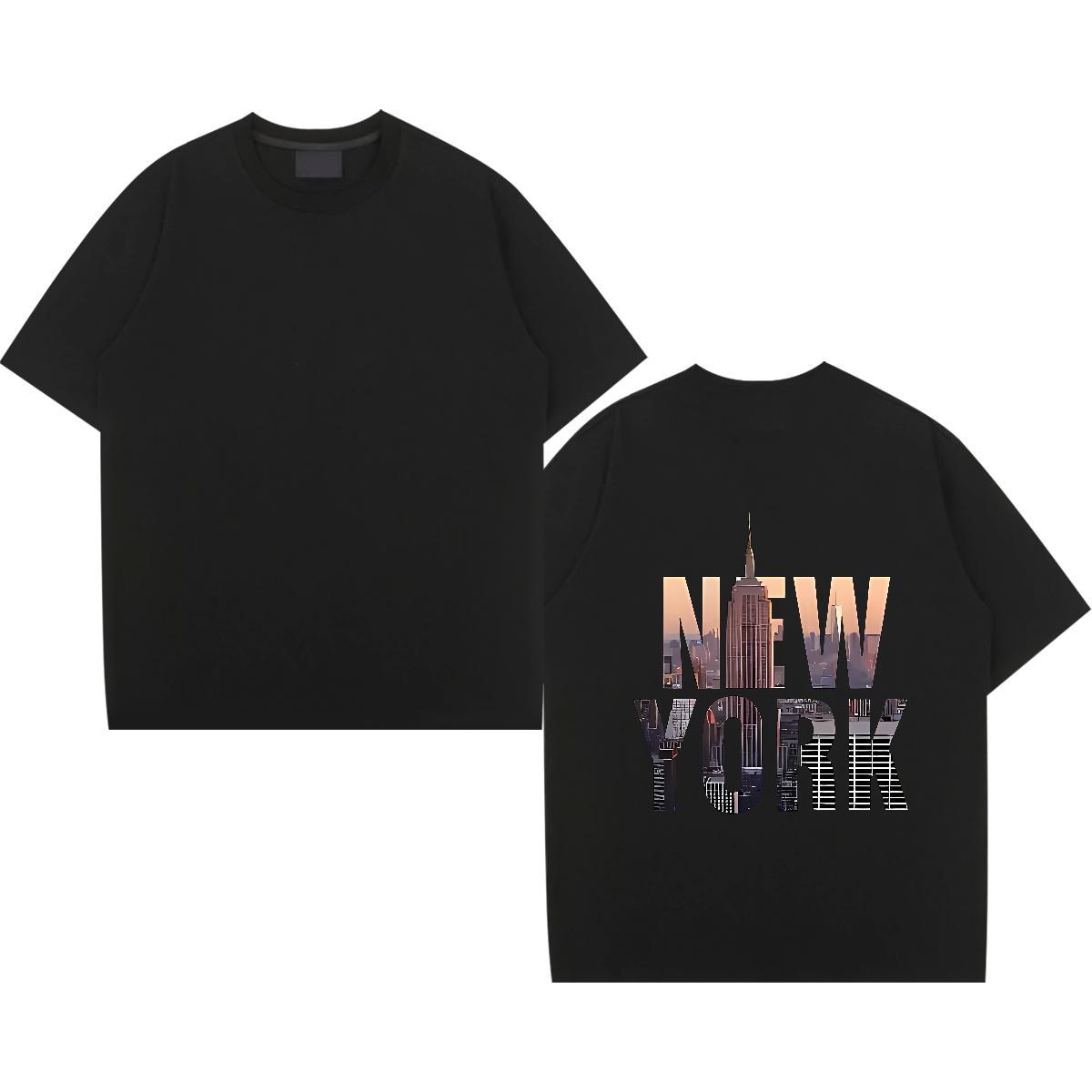 Designer T Shirts Men 230g Pure Cotton New York Summer Casual DIY Anime Round Neck Short Sleeve Tshirts Fashion Tee Shirt