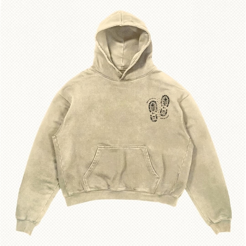 Haruku shoe print apricot hoodies graphic y2k top oversized hoodie Couples American streetwear goth women clothes 240822