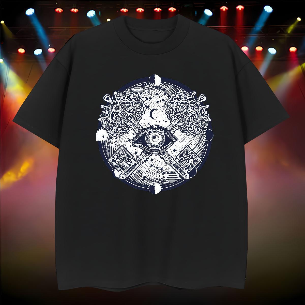 Loose T shirt 230g Pure Cotton eye of the devil Casual Asian Size O Neck Short Sleeves Men Tees Brand Tshirts