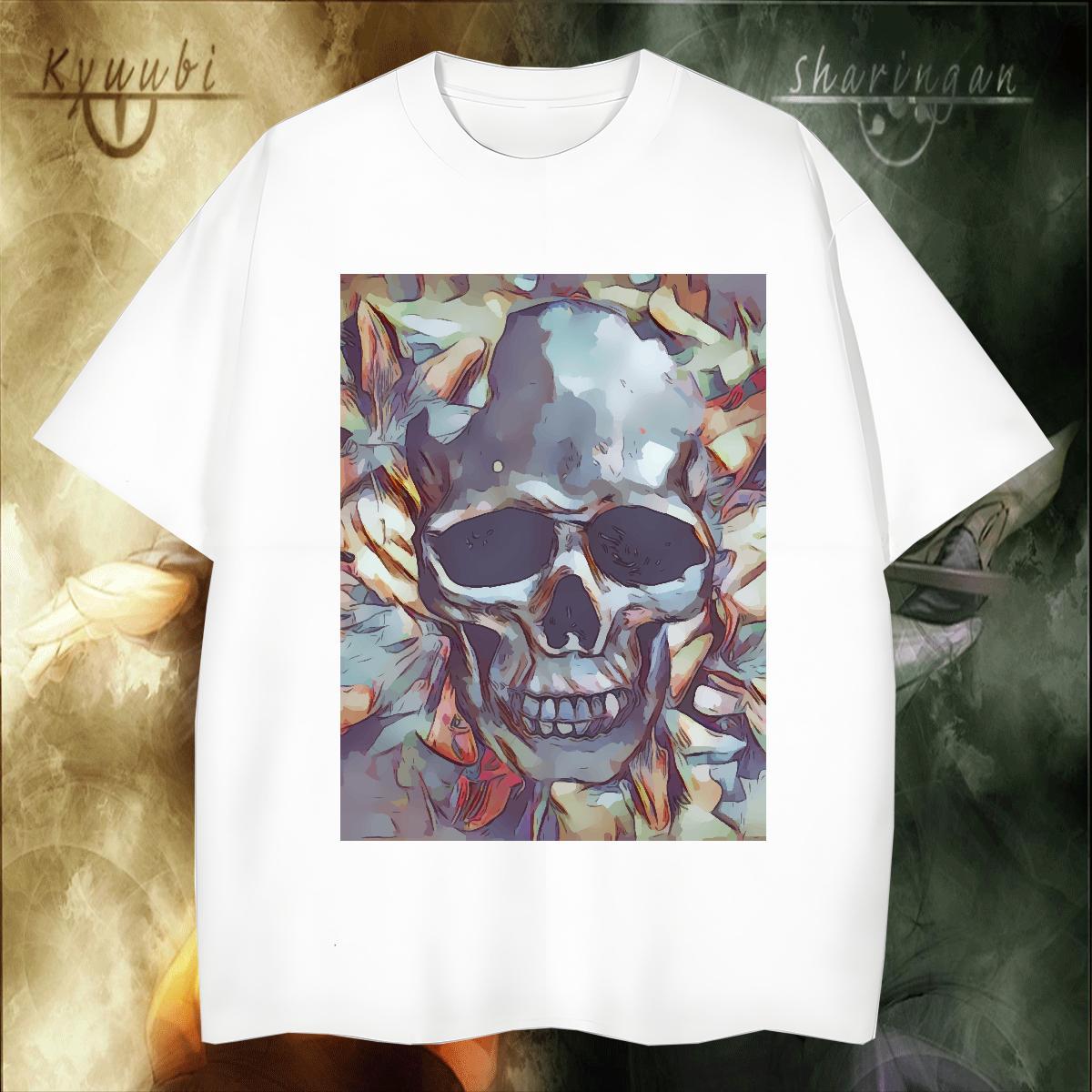 Soft T shirt 230g Cotton skull Street Wear Anime Print Crew Neck Men Tshirts Designer Fashion Tops Tees