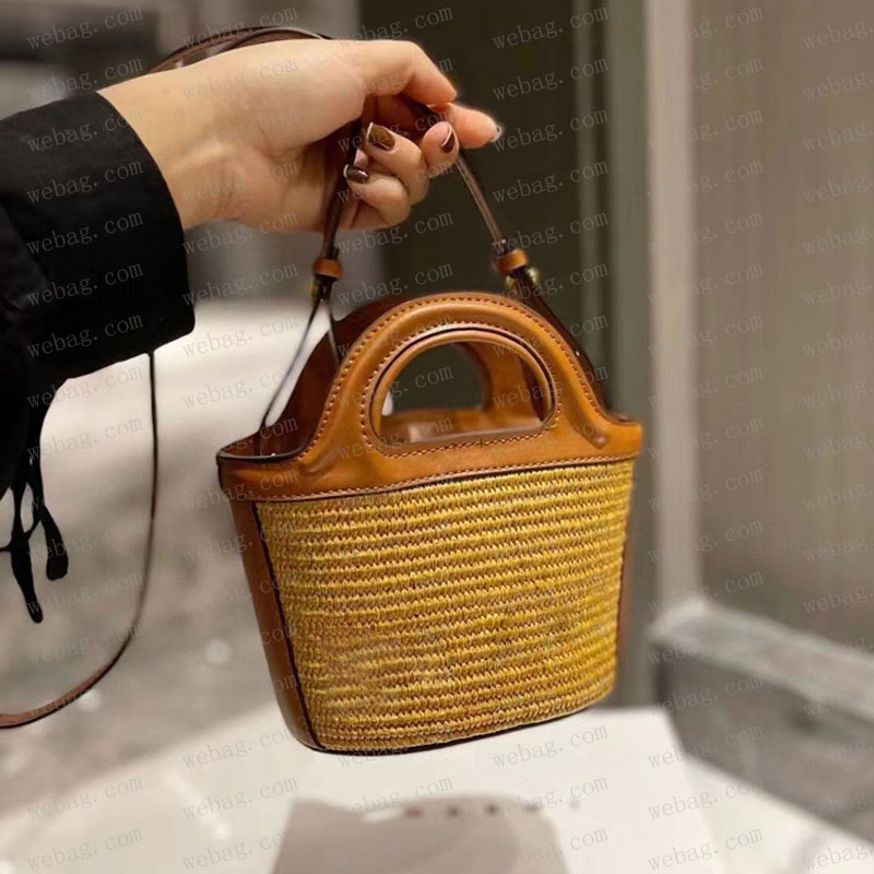 Designer Bag Luxury Women's Handbag Vacation Woven Embroidered Logo Leather Bucket Bag Single Shoulder Bag Crossbody Bag Straw Beach Bag